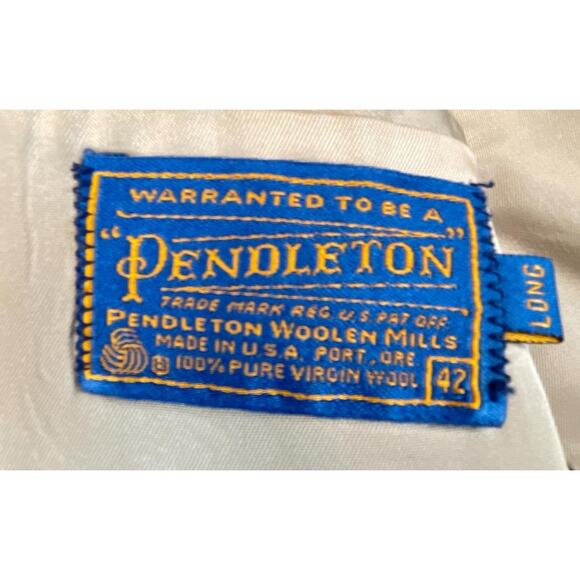 Pendleton 42L Tweed Sports Coat Suede Western Yoke Blazer Barleycorn Donegal - Picture 9 of 9